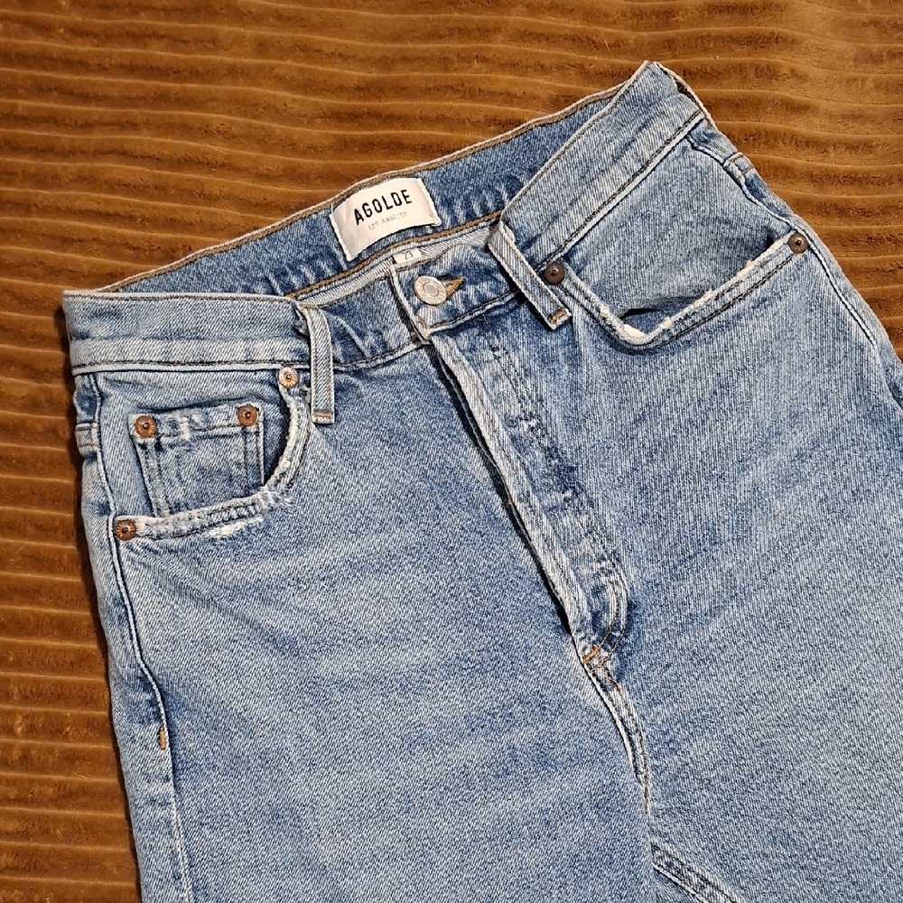 Agolde Premium "Freya" High-rise Slim Vintage Wash Blue Jeans (Size 23 x 30)